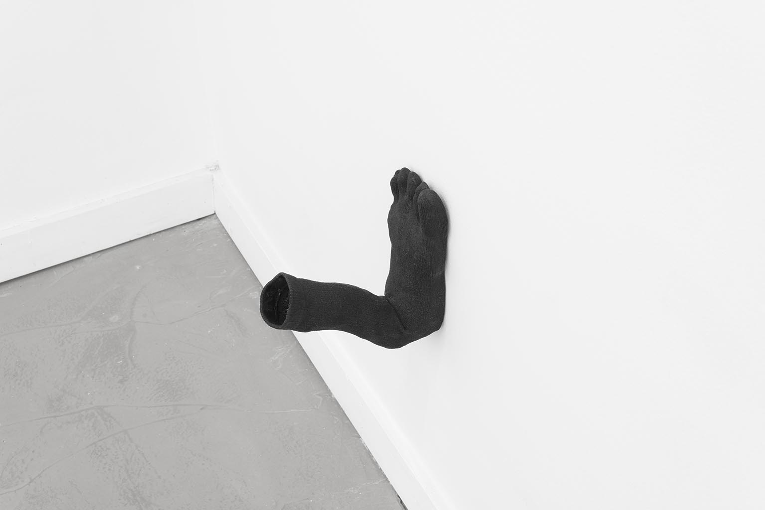 No Title (Ol' Slew Foot), 2015, gesso, acrylic paint, fabric stiffener, cotton socks,  8.5 x 4 x 8 in