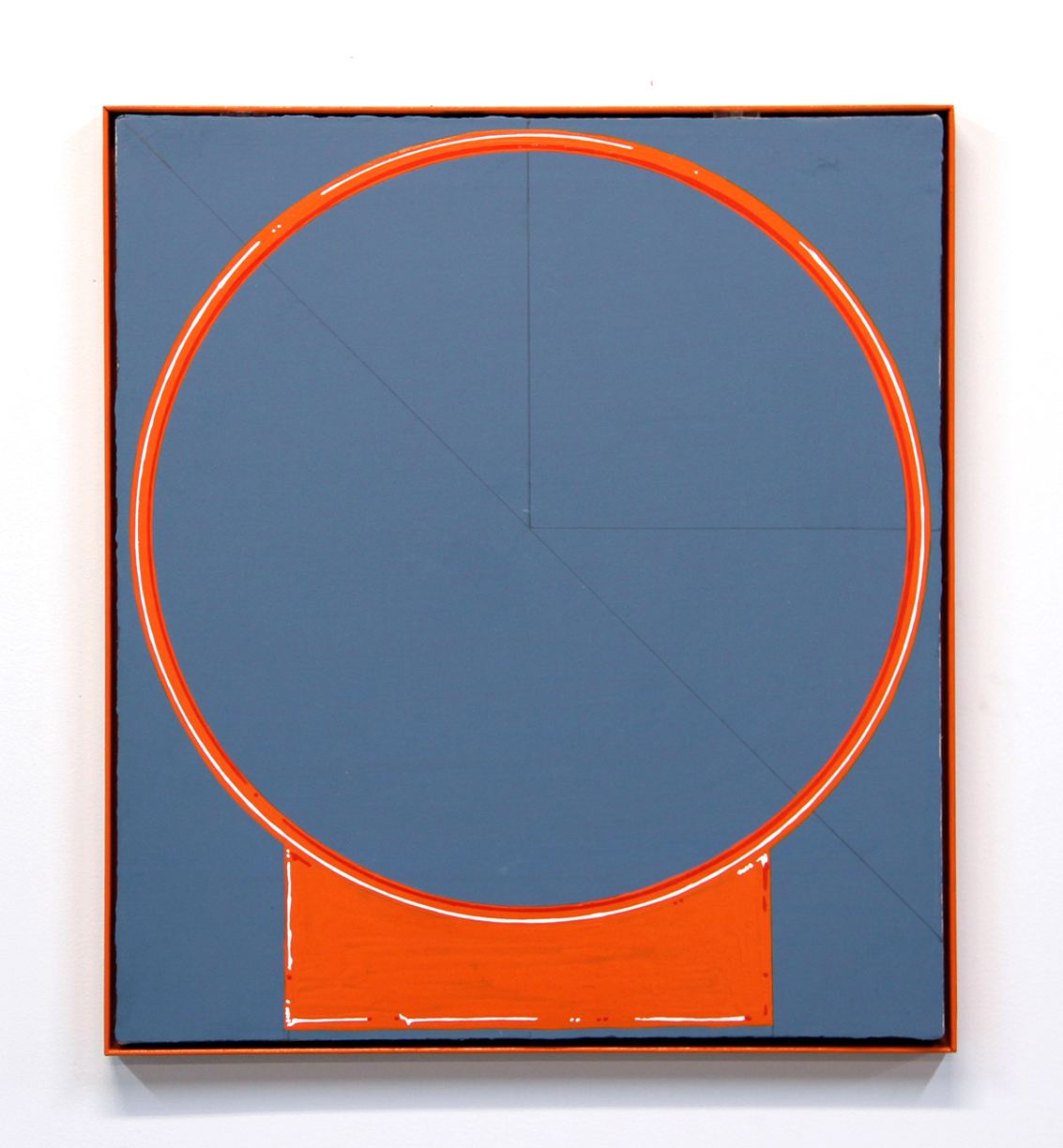 Practice Makes Perfect, 2016, enamel, gesso on canvas, powder-coated steel, 19.5 x 17.5 inches